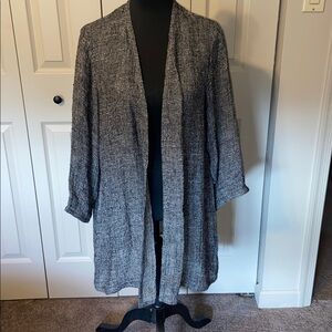 Eileen Fisher Size Small Long Sleeve Open Front Gray Long Cardigan Hip Length